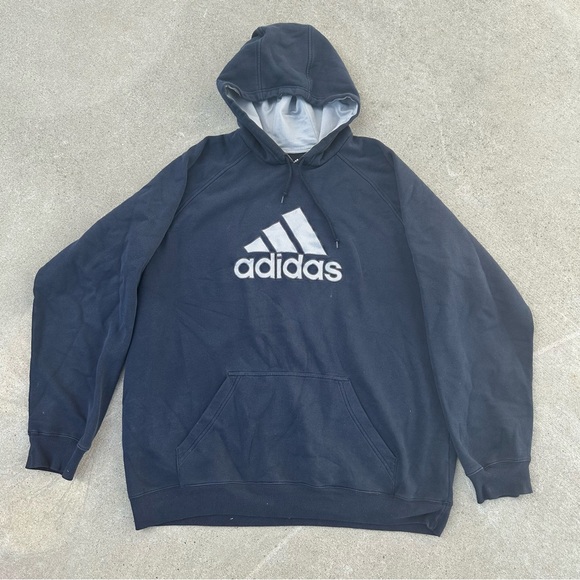 Adidas Men's Black y2k hoodie sweatshirt pullover size 2XL - Picture 1 of 6